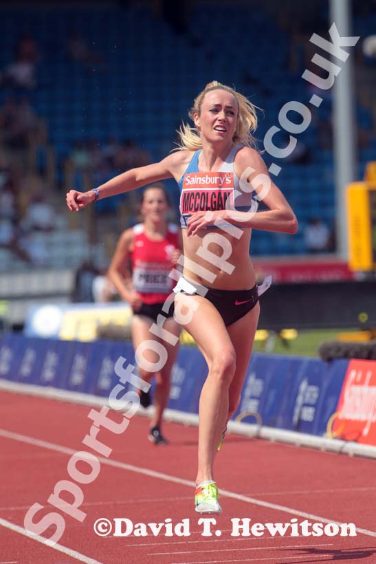Eilish McColgan wins the 3000 metres steeplechase at the Sainsbury's British Championships, Birmingham.